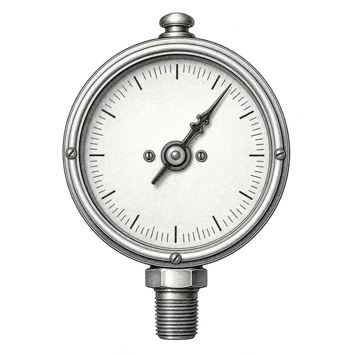 Steel engraving of a fire-system pressure gauge